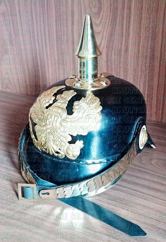 German leather pickelhaube - german,